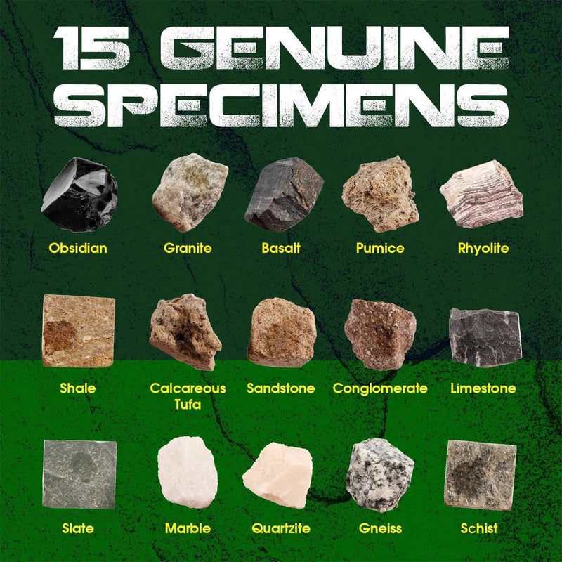 XX Rock & Stone Collection 15 PCS with Collector Box, STEM Toy Science Kit Geology Mineral Specimens Gift Presents for Kid Geologists - Image 4